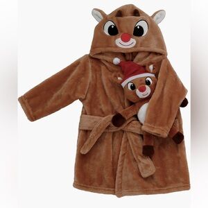 Rudolph the Red nosed Reindeer Robe & toy set new